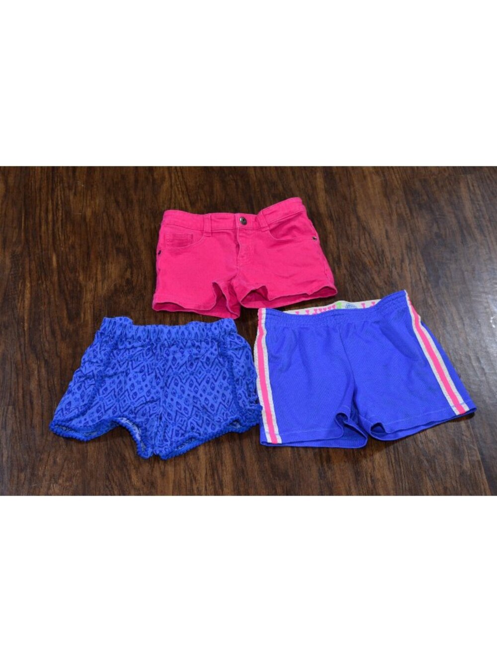 Girls Size 7 Shorts Lot of 3 Casual Streetwear Sporty Playwear Pink Blue READ